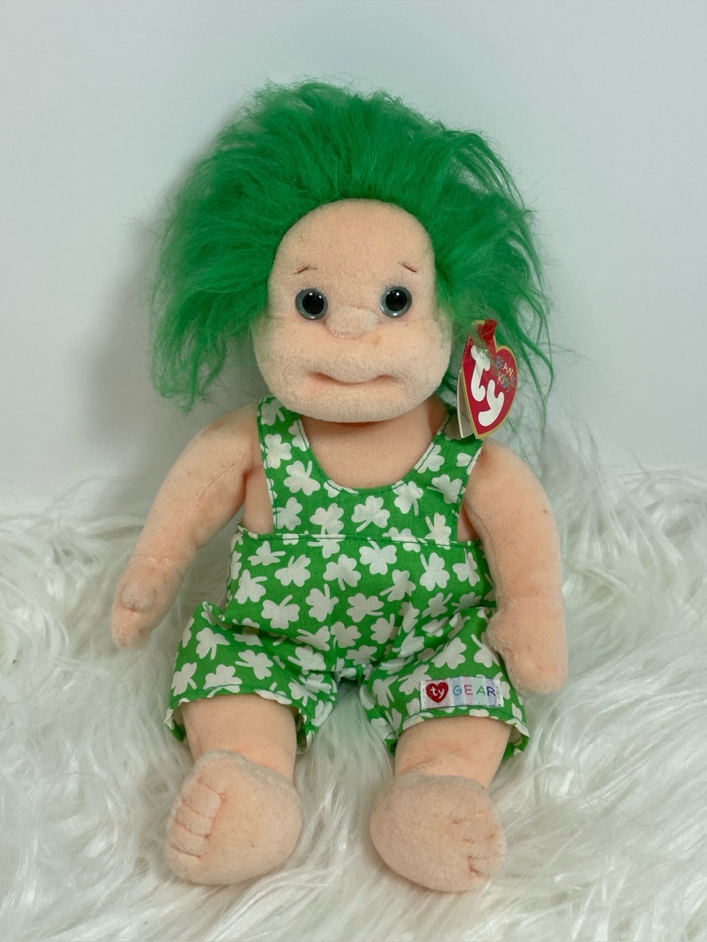 Ty Beanie Kids SHENANIGAN Shamrock Lucky Green Hair Plush Doll